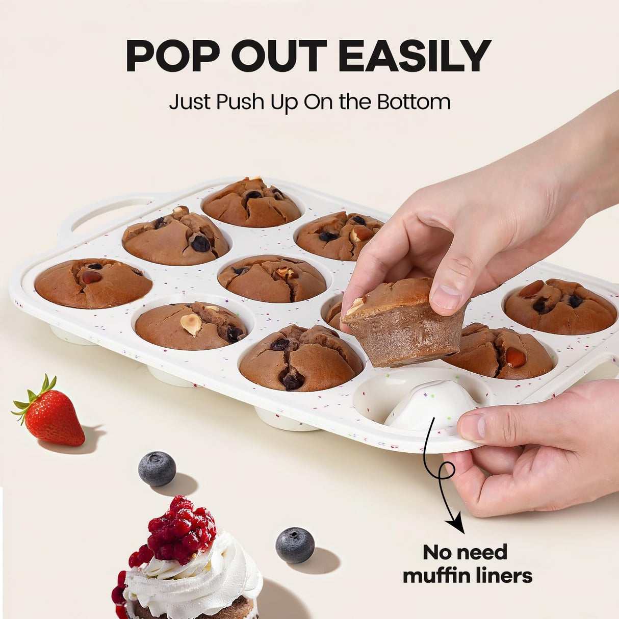 Silicone Muffin Pan with Metal Reinforced Frame - Muffin Pan for Homemade Muffins, Cupcakes, Muffin Cakes, and Bread, Oven and Dishwasher Safe - 12 Cup 1 Pack Fimary