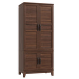 GarveeHome Armoire Wardrobe Closet with 4 Doors,72 in Wooden Wardrobe Cabinet with Hanging Rod, Freestanding Tall Clothing Armoire Cabinet with 18 Adjustable Shelves for Bedroom, Clothes, Walunt Brown GarveeHome