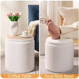 Ottoman Poufs with Storage, Set of 2 Soft Upholstered Vanity Stool,Multifunctional Ottomans Coffee Table Padded Seat Foot Rest for Living（White, Pack of 2） Cmishe