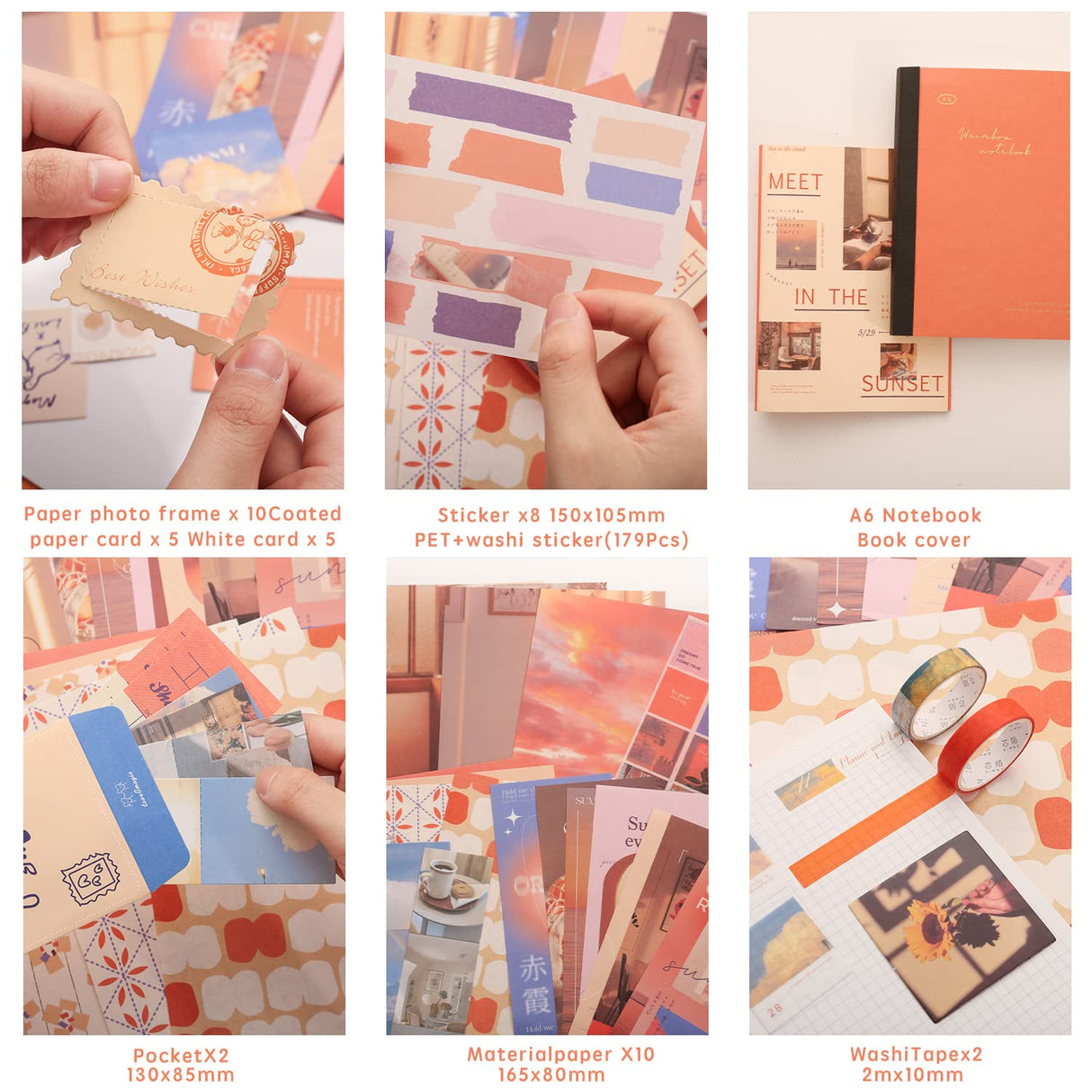 348 Pcs Scrapbooking Supplies Kit, Vintage Aesthetic Scrapbook Kit for Bullet Junk Journal, Stationery, A6 Grid Notebook, DIY Journaling Supplies, Birthday Craft Gift for Teen Girl Kid Women emmoolife