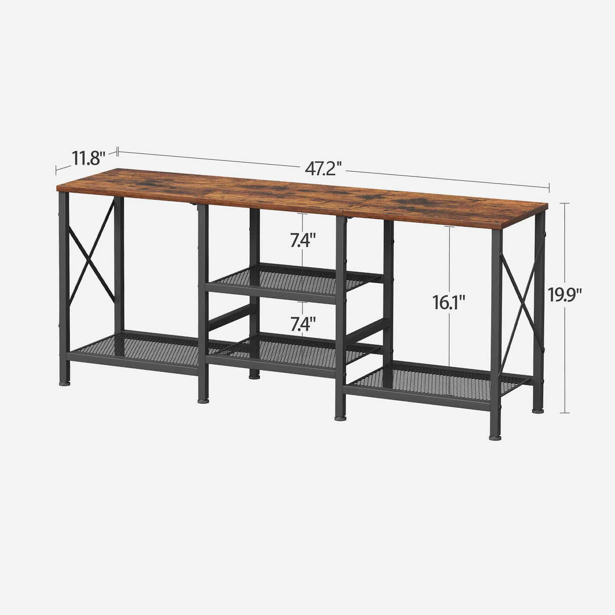 JARHETUN TV Stand for 55 Inch TV, Entertainment Center with 3-Tier Open Shelves, TV Console Table for Living Room, Bedroom, Rustic Brown JARHETUN