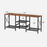 JARHETUN TV Stand for 55 Inch TV, Entertainment Center with 3-Tier Open Shelves, TV Console Table for Living Room, Bedroom, Rustic Brown JARHETUN