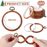 Burbell 15 Pcs Spring Round Embroidery Hoops Frame Circle Rubber Hoops Ring Display Cross Stitch Ornament Imitated Wood Frame Kits for Christmas in July Craft Sewing DIY Hanging Gifts(3 Inch) Burbell