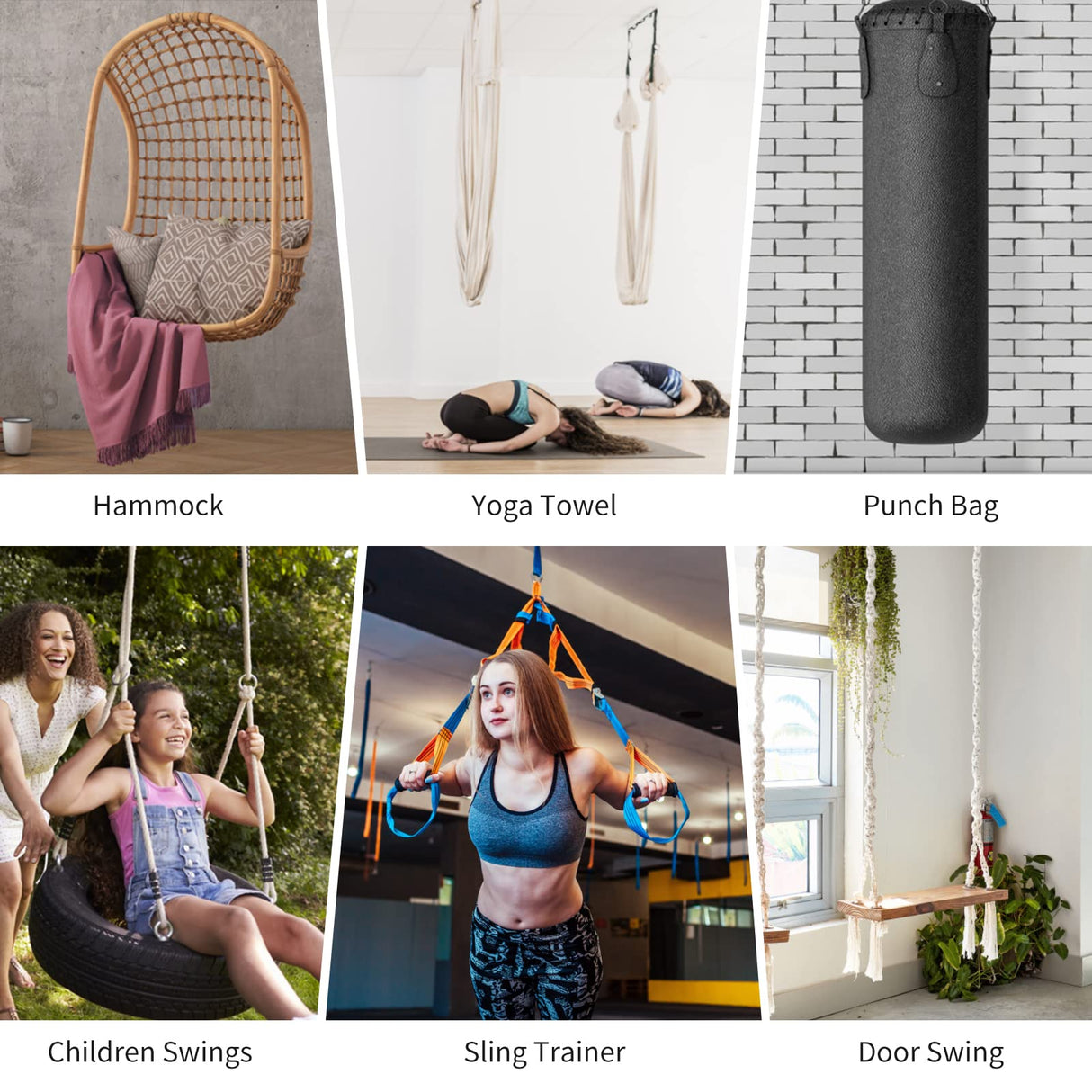 Morzejar 360 Rotating Hammock Hanging Kit - Heavy Duty Stainless Steel 1000 lb Loading Hammock Hooks for Trapeze, Yoga, Boxing Bag, Hammock Chair, Porch Morzejar