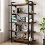 5-Tier Rustic Industrial Solid Wood Bookcase with Metal Frame AY-AOYUAN