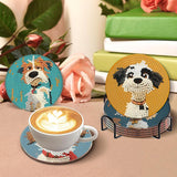 cupmod Cute Dog Diamond Art Painting Coasters Kit, 8 Pieces Puppy Diamond Art Coasters with Holder, DIY Dog Diamond Coasters for Beginners cupmod