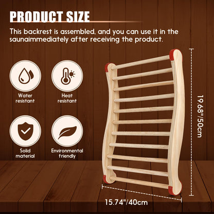 Wiiyita Sauna Backrest, Wooden Sauna Backrest Comfortable, Ergonomic S-Shape Backrest, Sauna Chair with Back, Sauna Accessories - WoodArtSupply