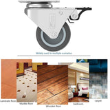 GBL 2 inch Casters Set of 4 Heavy Duty with 2 Locking Brakes + Screws - Up to 880Lbs - Swivel Caster Wheels - No Floor Marks Silent Plate Casters - Silver Castor GBL