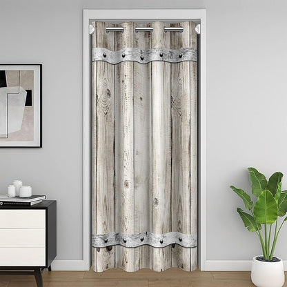 Wood Door Curtain,Barn Rural Village Farm Room Divider Curtain Cover for Privacy,Rustic Farmhouse Wooden Door Closet Door Cover Curtain for Bedroom Living Room 1 Panel,34" W X 80" L - WoodArtSupply