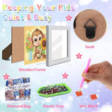 ajepon Monkey Diamond Art Kits for Kids with Frame, Animal Diamond Art for Kids Ages 8-12, Monkeys Diamond Painting Kits for Kid with Beautiful Package for Gift Home Wall Decor (7x7inch) ajepon