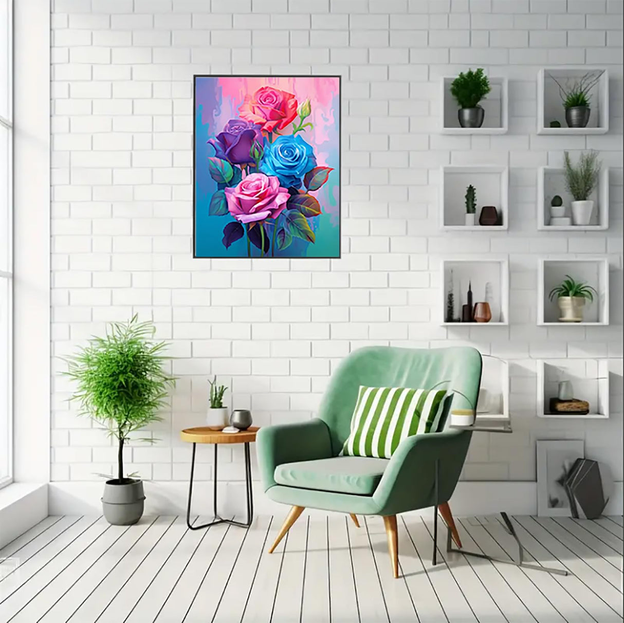 MaiMMaledy Paint by Numbers Kit for Adults Beginners Canvas Pictures with Framed Drawing Painting Acrylic Pigment with Wooden Triangle Easel Rose 8Wx12L inch MaiMMaledy