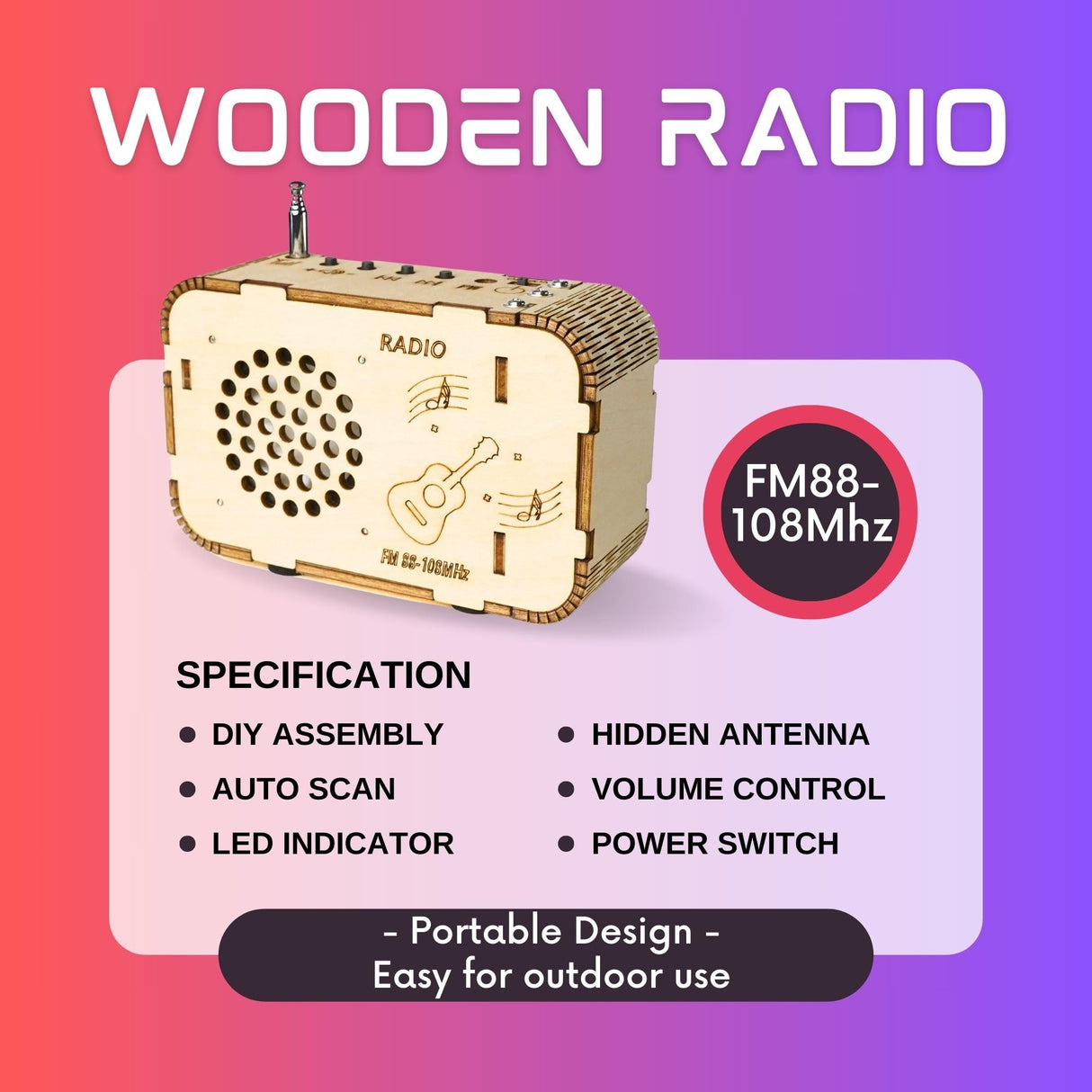 STEM Wooden Radio Kit for Kids Age 8-12 – DIY Science Experiment, Wood Building Project, Perfect Educational Gift for Boys & Girls 8 9 10 11 12 Years Old ZOVRION