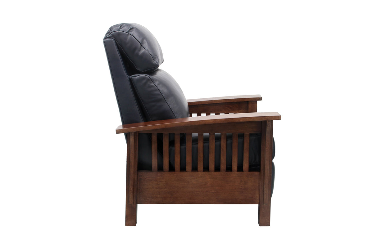 BarcaLounger Mission 7-3323 (Craftsman) All Leather Push Back Manual Recliner Chair - 5700-47 Shoreham Blue All Leather BarcaLounger