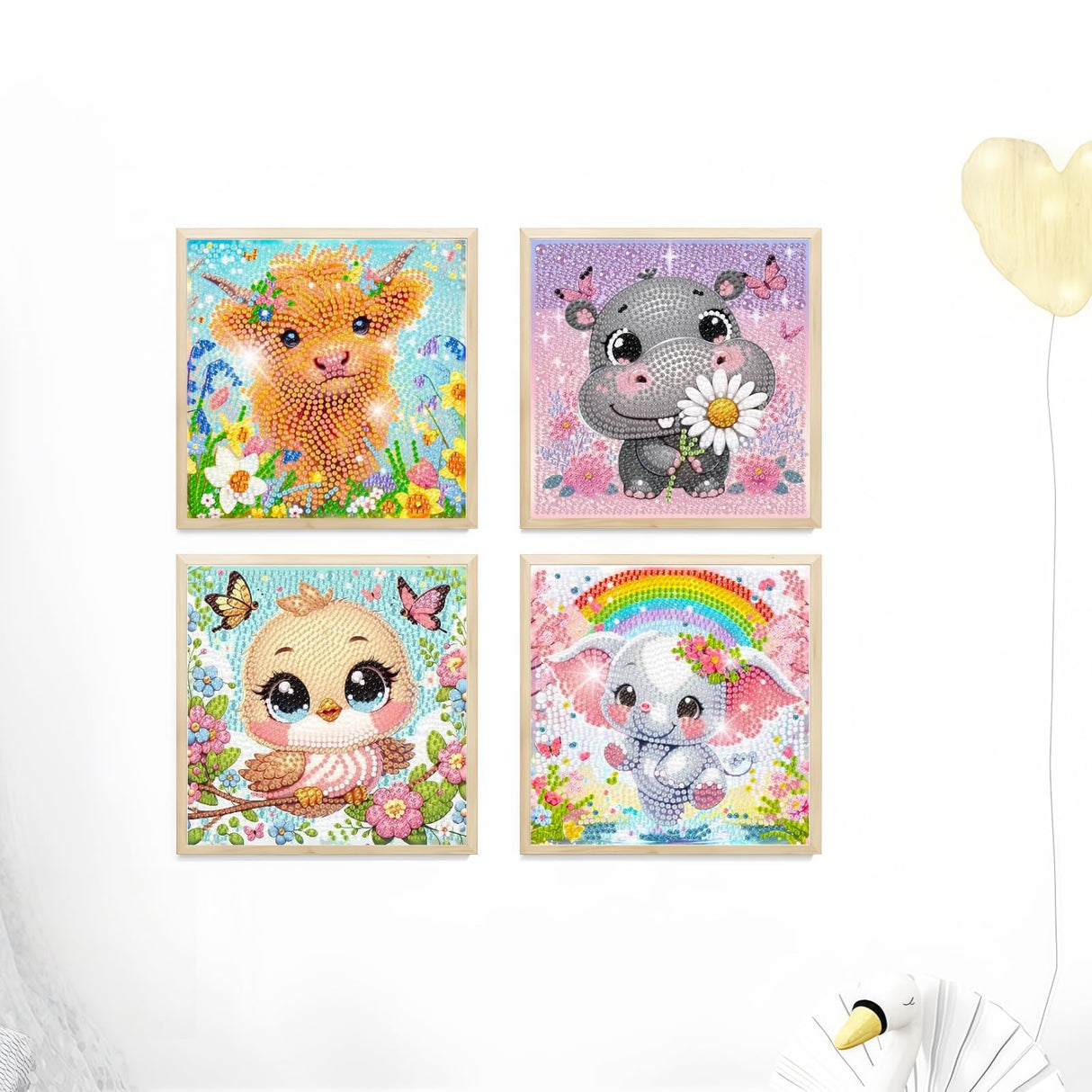 6 Pack Small Diamond Painting Kits for Kids Beginners, 5D Gem Art by Number for Children Ages 6-8-12,Cute Animal Elephant Fun DIY Dot Painting Set,Home Wall Decor 6x6 Inch 5DDIYART