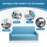 Loveseat Sofa Couch with Storage Seat, 57" Button Tufted Upholstered 2 Seat Sofa with Side Pockets, Modern Love Seat with Silver Metal Legs for Living Room, Bedroom, Office, Small Space (Blue) KINFFICT