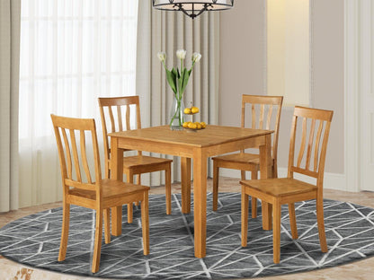 East West Furniture OXAN5-OAK-W Oxford 5 Piece Modern Set Includes a Square Wooden Table and 4 Kitchen Dining Chairs, 36x36 Inch - WoodArtSupply