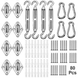 YOFIT Shade Sail Hardware Kit 6 inch for Triangle Rectangle Sun Shade Sail Installation, 304 Grade Stainless for Garden Outdoors, 80 Pcs YOFIT