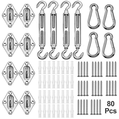 YOFIT Shade Sail Hardware Kit 6 inch for Triangle Rectangle Sun Shade Sail Installation, 304 Grade Stainless for Garden Outdoors, 80 Pcs - WoodArtSupply