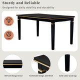 Merax 6 Piece Dining Table Set with Bench, 60" Wooden Rectangular Table with 4 High-Back Tufted Chairs & 1 Bench, Kitchen Dining Room Table Set for 6 People, Black Merax