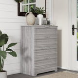 FTZxHKLX Farmhouse 4 Drawer Dresser for Bedroom, Tall Bedroom Dresser with Large Drawer & Silver Handles, Wooden Storage Organizer Cabinet Chest of Drawer for Closet, Living Room, Hallway, Wash Grey FTZxHKLX