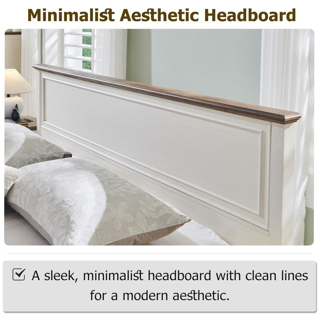 T4TREAM Farmhouse King Bed with Headboard and Storage Bench, Rustic Wood Platform Bed with 80" Storage Chest w/ 4 Large Storage Drawer (Antique White) T4TREAM