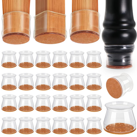 Ansible 24 Pcs Chair Leg Floor Protectors, Silicone Felt Furniture Leg Pads Caps Covers for Hardwood Floors (fit:1.3''-2'') Ansible