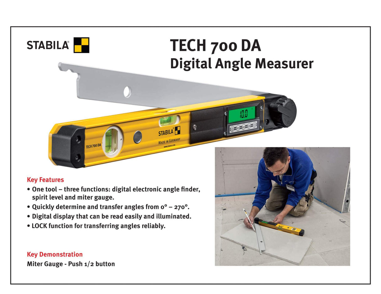 STABILA 39018 Digital Angle Measurer 18" Stabila