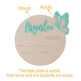 Personalized Butterfly 3D Name Sign for Hospital,Custom Wooden Baby Name Announcement Sign And Footprint Sign for Photo Prop Baby Shower Nursery Gift HZGUEOSTB