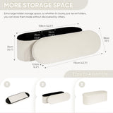 B FSOBEIIALEO Ottoman with Storage for Living Room, Sherpa Folding Storage Ottoman Foot Rest, 43.3 Inches Collapsible Bedroom Bench Cream White B FSOBEIIALEO