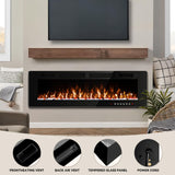 Tornivk 72 Inch Electric Fireplace Inserts Ultra-Thin Freestanding 750/1500W Electric Fireplace Heater Wall Mounted or Recessed Fireplace Electric with Adjustable Multicolor Flame,Timer Tornivk