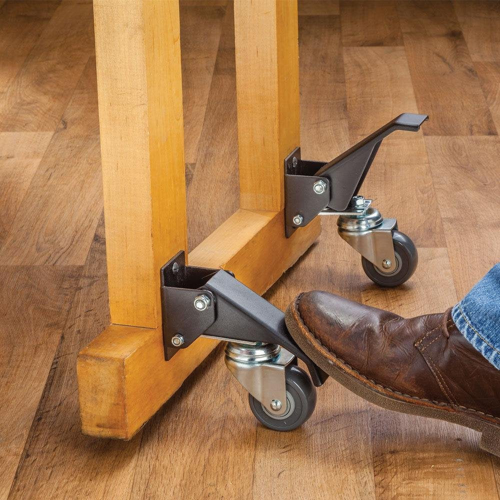 Rockler Workbench Casters (Pack of 4, Satin Black) - Industrial Casters w/Easy-Spin 2-3/8” Wheels - Durable Steel Heavy Duty Casters Set of 4 - Kit includes Mounting Screws for Easy Installation ROCKLER