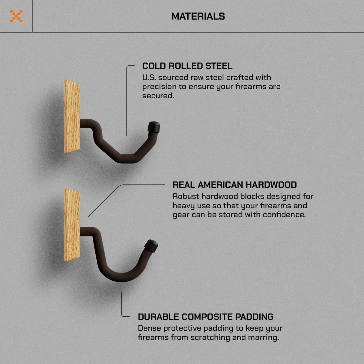 Hold Up Displays Gun Wall Mount, AR Wall Mount, Rifle Wall Mount, Shotgun Holder, Bow Wall Hanger, Gun Hooks for Wall, Oak Hardwood Gun Display from Wisconsin - Made in USA Hold Up Displays