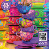 Ceaco – Rainbow Teacups - 300 Piece Jigsaw Space Saver Puzzle – Puzzles for Smaller Spaces and Surfaces Ceaco