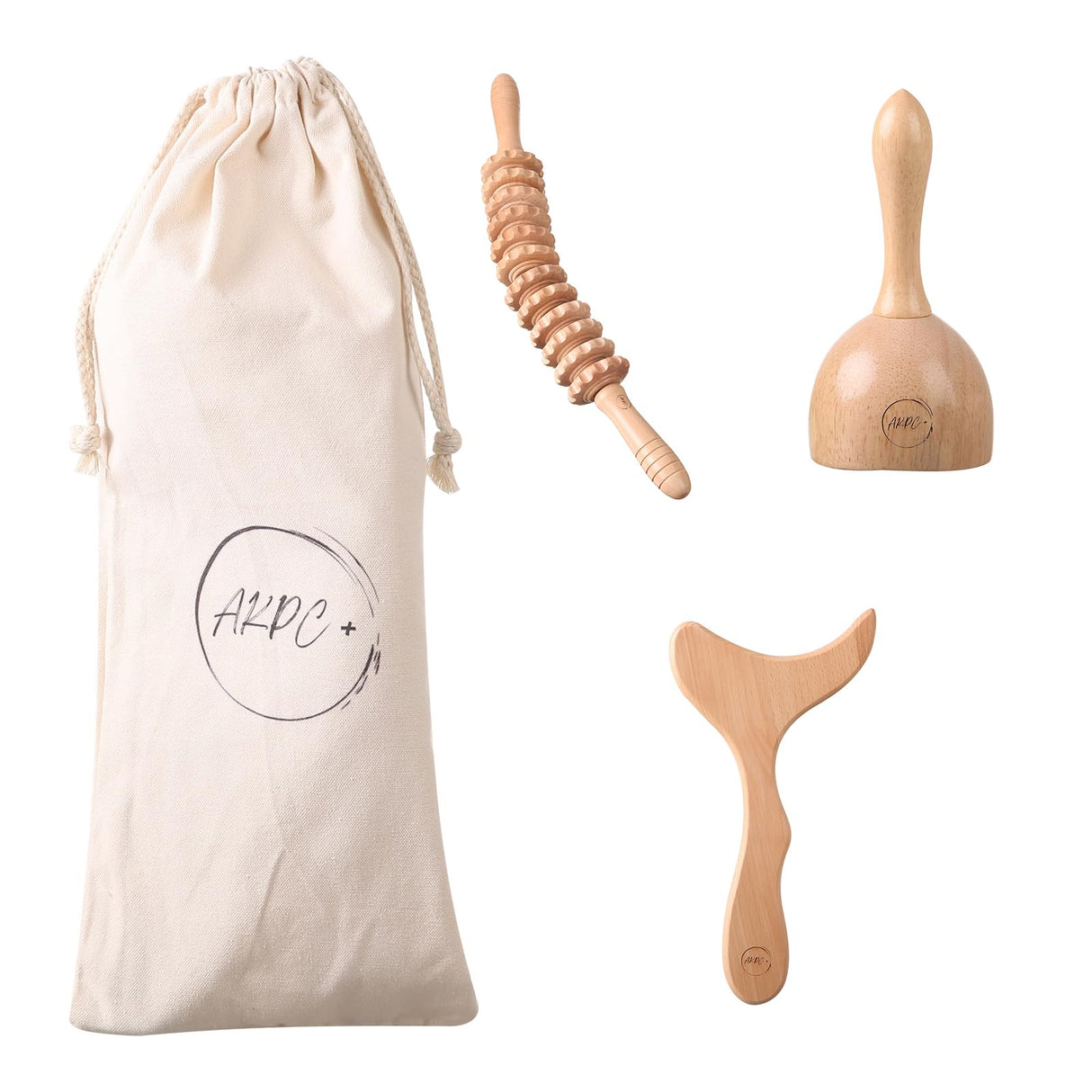 AKPC+ Wood Therapy Massage Set, 3 in-1 Professional Maderoterapia Kit, Lymphatic Drainage Massager, Body Sculpting, Anti-Cellulite. WoodArtSupply