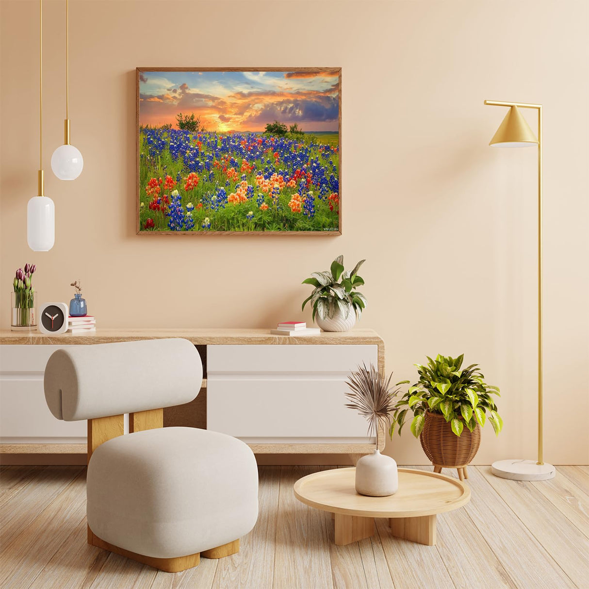 VNUIEHG Paint by Numbers Kit for Adults Texas Bluebonnets Wildflower Field Blooming Spring Sunset 16x20in DIY Color by Numbers Acrylic Paint No Framed Canvas Painting Kits for Beginner VNUIEHG