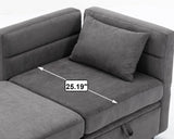 asunflower Loveseat Sofa with Ottoman,Love Seat Small Couch with Storage Seats, Modular Sectional Sofa for Small Spaces, Convertible L Shaped 2 Seater Couch for Bedroom,Office,Dorm(Dark Grey) asunflower