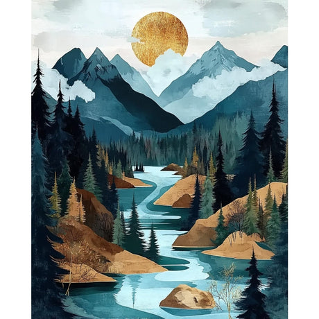 Mountain Paint by Numbers Kit for Adults Beginner Landscape Oil Painting Kit Adult Paint by Number Kits on Canvas Sunset DIY Painting for Beginners Art by Numbers for Gifts Home Wall Decor 16x20 Inch obterie