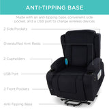 Best Choice Products Modern Linen Electric Power Lift Chair, Recliner Massage Chair, Adjustable Furniture for Back, Legs w/ 3 Positions, USB Port, Heat, Cupholders, Easy-to-Reach Button - Black Best Choice Products