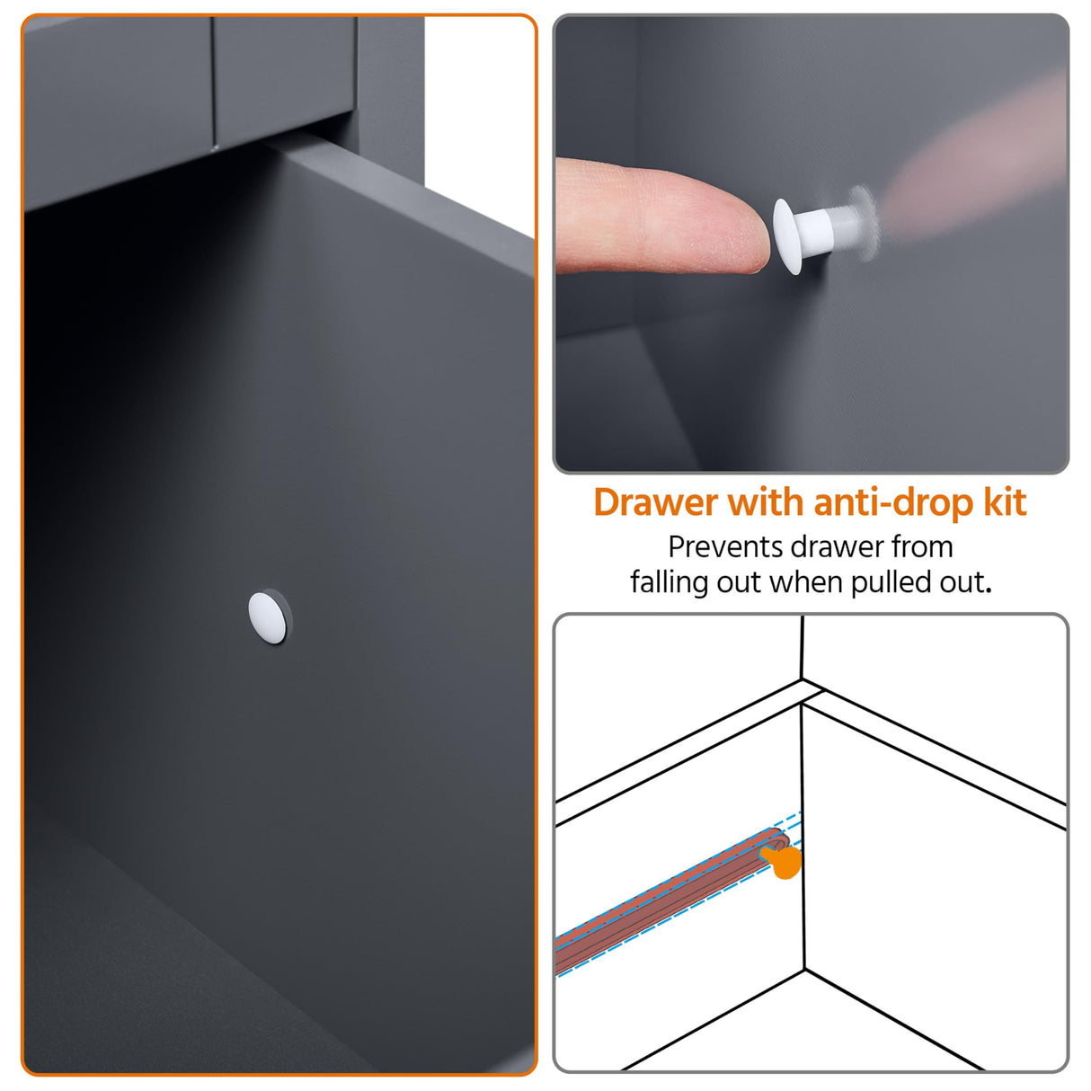 Yaheetech Kitchen Island Cart on Wheels with Storage, Rolling Bar Cart with Solid Wood Top and 3 Drawers, 3 Removable Shelves, Serving Utility Carts for Dining Room/Small Kitchen, Dark Gray Yaheetech