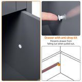 Yaheetech Kitchen Island Cart on Wheels with Storage, Rolling Bar Cart with Solid Wood Top and 3 Drawers, 3 Removable Shelves, Serving Utility Carts for Dining Room/Small Kitchen, Dark Gray Yaheetech