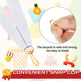 Berlune 100 Pcs Neck Ribbon with Snap Clips Solid Award Ribbon Lanyards Blank Medal Ribbons Flat Award Holder for Kids Adults Student Competitions Sports Party Achievement (White) Berlune