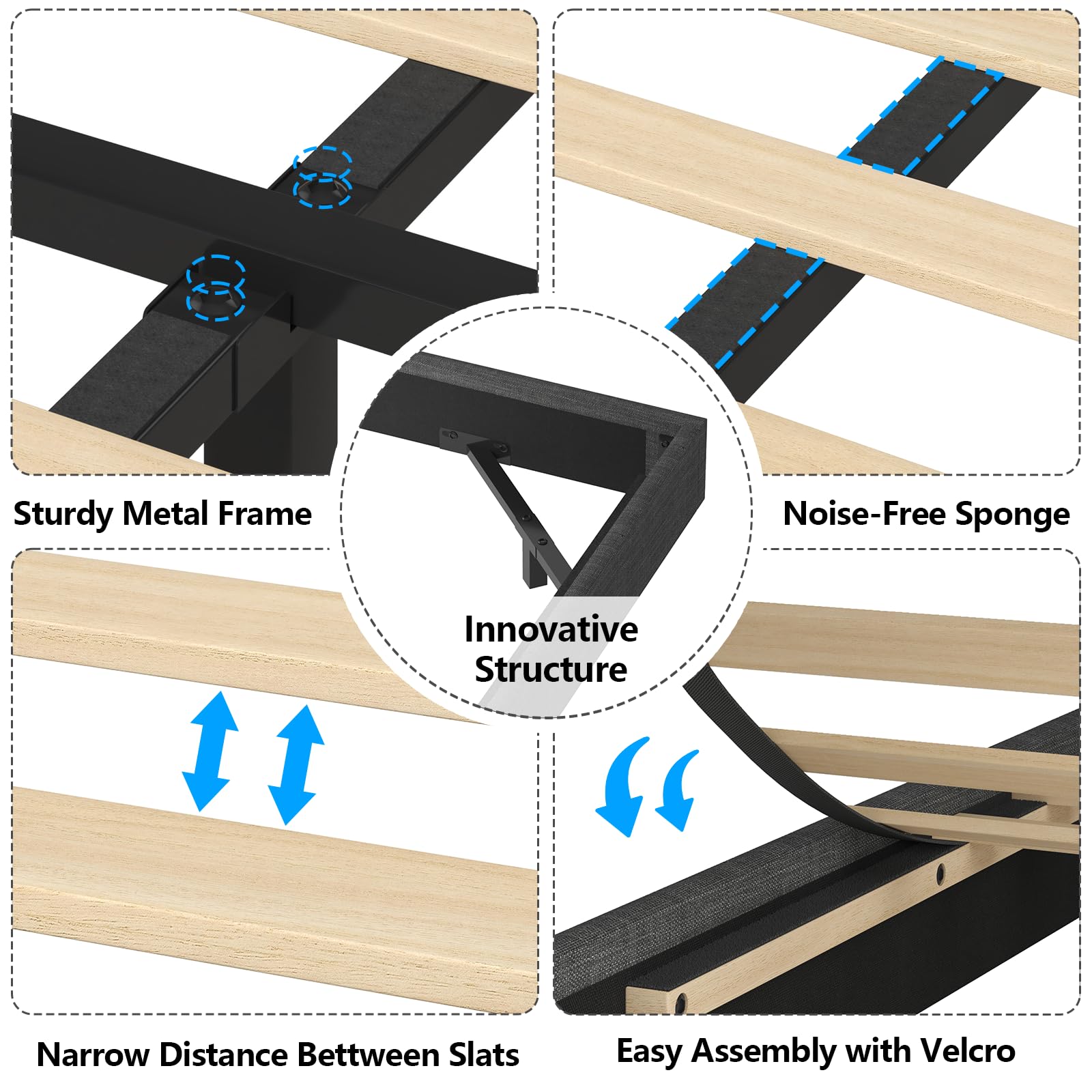 Full Size Floating Bed Frame with RGB Lighting, Charging Station & Hidden Storage in Dark Gray - WoodArtSupply