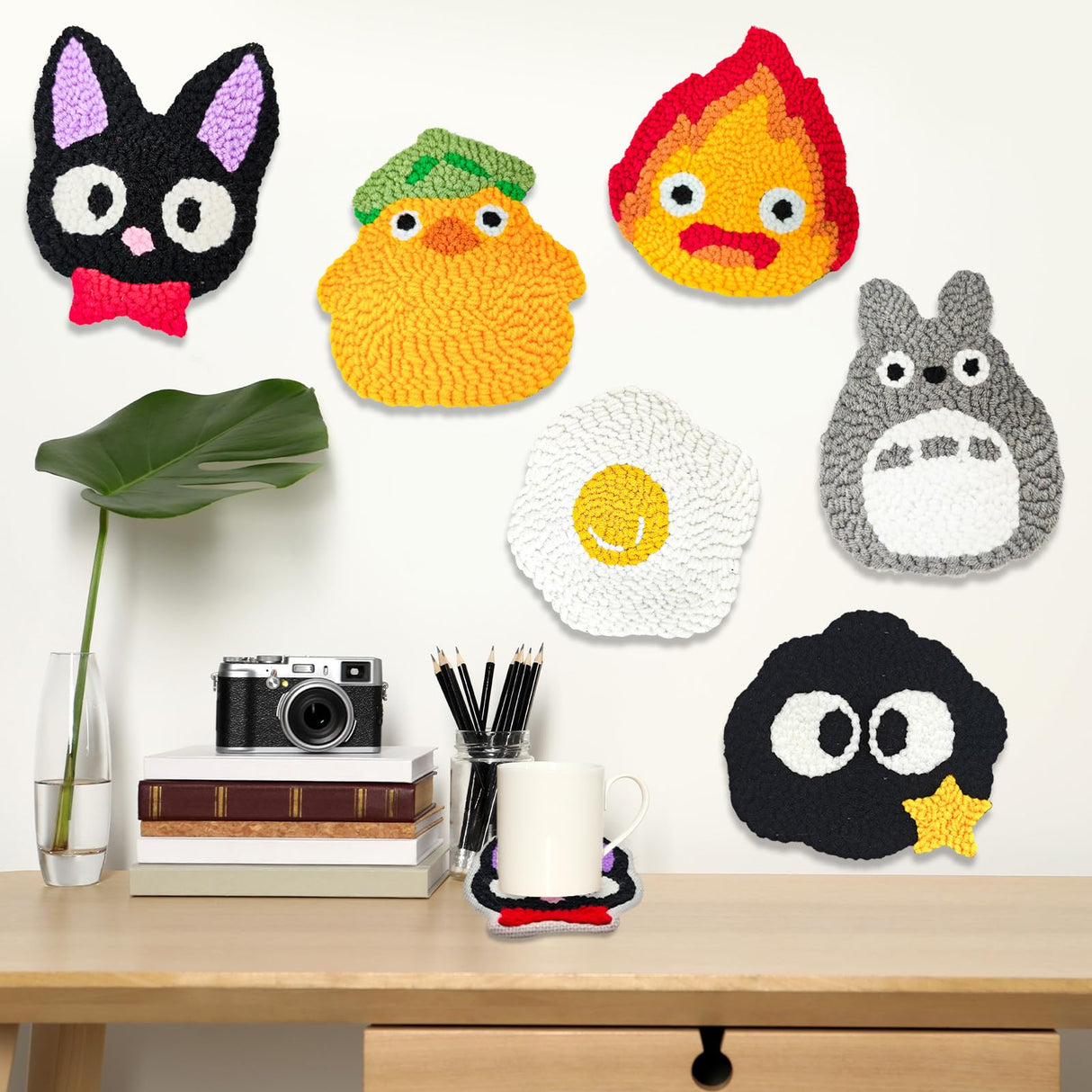 PUNICA Punch Needle Kit for Beginners, Kids & Adults Coaster Set of 6, Easy DIY Embroidery Set Starter Craft Gift with Cute Cartoon Decoration PUNICA