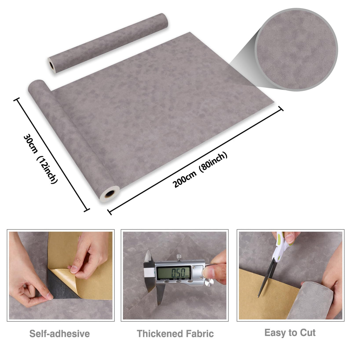 CRE8TIVE Self Adhesive Grey Velvet Flocking Liner for Jewelry 12"x80" Felt Drawer Liner Sheets Grey Peel and Stick Wallpaper Velvet Drawer Liner Stickers Roll for Bedroom Cabinets Dressers Box Lining CRE8TIVE