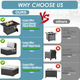 RADIATA PE Wicker Patio Furniture Set Sectional High Back Large Size Sofa Sets with Propane Fire Pit Table 55000 BTU Balcony Rattan Lounge Conversation Sets for Outdoor (13 Pieces,Light Gray) RADIATA