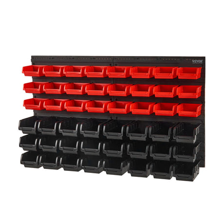 VEVOR 48-Bin Wall Mounted Storage Bins Parts Rack Organizer Garage Shop Tool Organizer for Screws, Nuts, Bolts, Nails, Beads, and Small Hardware Parts, With Wall Panels VEVOR