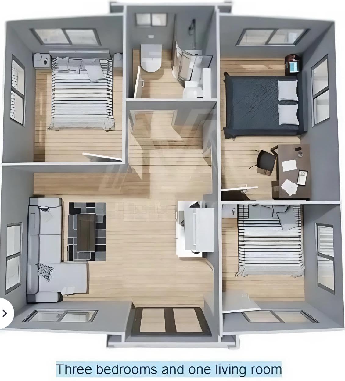 Expandable Prefab Mobile House, 40ft (L11400*W6460*H2500) 77sqm, 3 Bedrooms, Kitchen, Living Room, Bathroom, Shower Area, Steel Frame, House,Hotel, Office, Shop, Villa, Warehouse, Workshop - WoodArtSupply