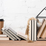 Feifeiya 3 Pieces Faux Decorative Books Set for Home Decor Fake Books for Shelves Coffee Table Stacked Linen Covered Decoration with Wood Bead Bookends Gift for Display in Living Room Farmhouse Feifeiya