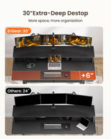 ErGear Standing Desk with Drawers, 63 x 30 Inches Height Adjustable Desk with Storage, Electric Sit Stand Desk, 4 Memory Preset Computer Home Office Desk with Cable Management Tray, Black ErGear