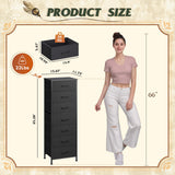 WLIVE Black Tall Dresser for Bedroom, 7 Drawer Dressers & Chests of Drawers, Fabric Dresser for Closet, Living Room, Night Stand with Metal Frame, Storage Tower with Fabric Bins, Wood Top WLIVE
